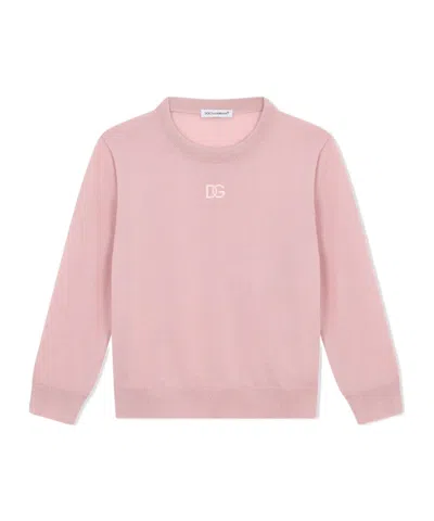 Dolce & Gabbana Embroidered Logo Cashmere Jumper In Pink