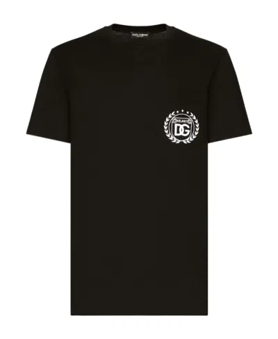 DOLCE & GABBANA DOLCE  GABBANA LOGO EMBROIDERED CREWNECK T-SHIRT