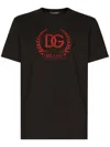 DOLCE & GABBANA EMBROIDERED LOGO COTTON T-SHIRT FOR MEN IN BLACK
