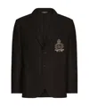 Dolce & Gabbana Single-breasted Wool And Cashmere Jacket With Dg Patch In Black