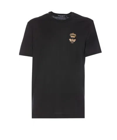 Dolce & Gabbana Embroidered Logo Essential T-shirt In Black