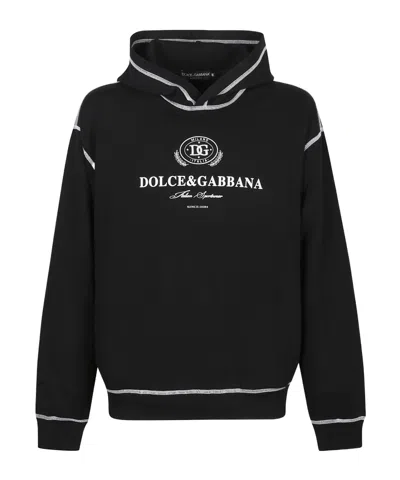 DOLCE & GABBANA DOLCE  GABBANA LOGO EMBROIDERED LONG SLEEVED HOODIE