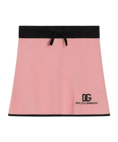 Dolce & Gabbana Embroidered-logo Mini Skirt In Pink