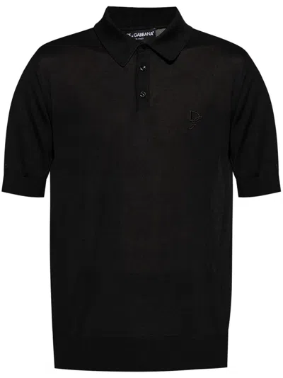 Dolce & Gabbana Silk Polo Shirt In Black