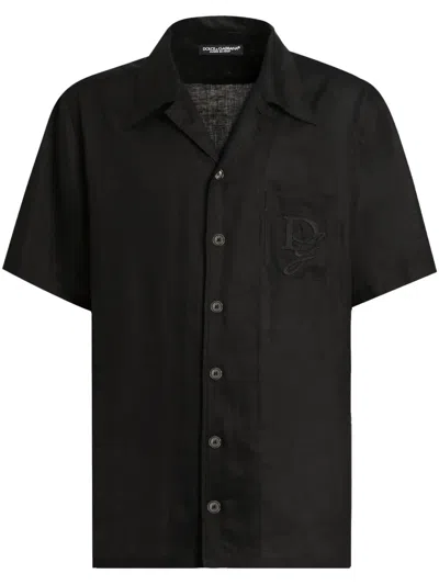 Dolce & Gabbana Embroidered-logo Shirt In Black