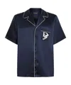Dolce & Gabbana Blue Silk Short Sleeve Shirt In Black