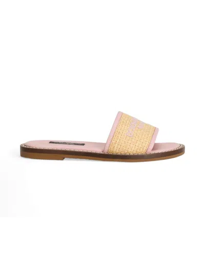 Dolce & Gabbana Kids' Embroidered-logo Slides In Pink