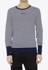 Dolce & Gabbana Lightweight Striped Wool Pullover Sweater In White