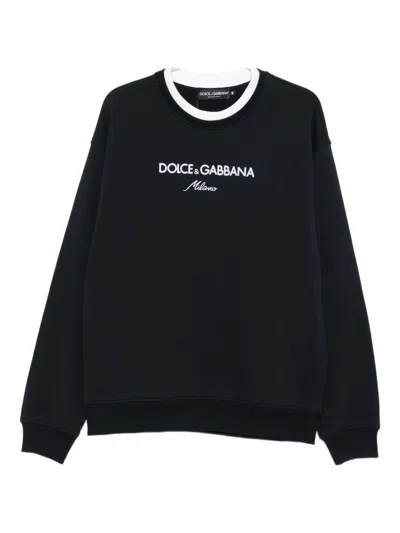 Dolce & Gabbana Embroidered-logo Sweatshirt In Blue