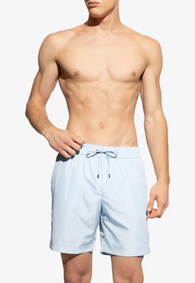Dolce & Gabbana Embroidered Logo Swim Shorts In Blue