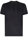 Dolce & Gabbana Silk Granddad-neck T-shirt In Blue