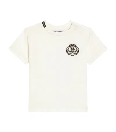Dolce & Gabbana Kids' Embroidered Logo T-shirt In White