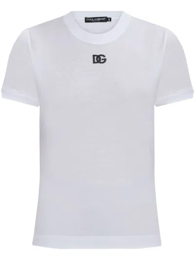 Dolce & Gabbana Embroidered-logo T-shirt In White