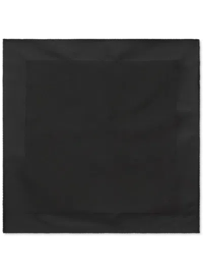 Dolce & Gabbana Embroidered-logo Tonal Silk Scarf In Black