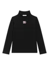 Dolce & Gabbana Black Turtleneck Sweater For Girl With Pink Logo In Black