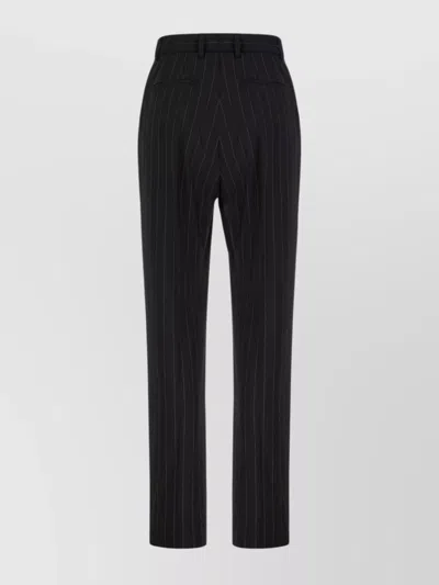 Dolce & Gabbana Embroidered Pinstripe Wool Pants In Blue