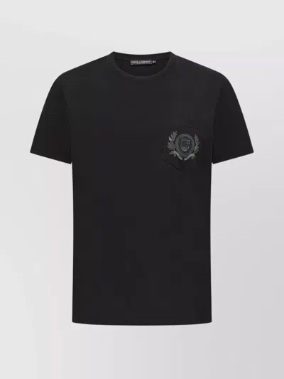 Dolce & Gabbana Embroidered Pocket Crew Neck T-shirt In Black
