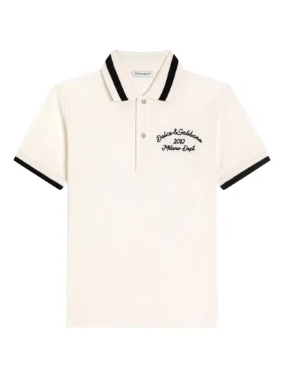 Dolce & Gabbana Kids' Embroidered Polo Shirt In White