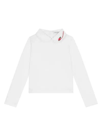 Dolce & Gabbana Kids' Embroidered Polo Top In White