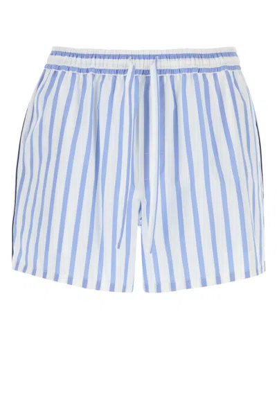 Dolce & Gabbana Embroidered Poplin Bermuda Shorts In Blue