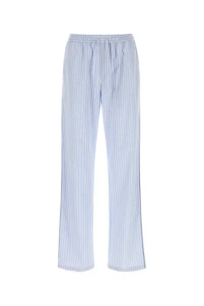 Dolce & Gabbana Embroidered Poplin Pyjamas Pant In Blue