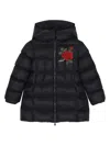Dolce & Gabbana Embroidered Rose Padded Coat In Black