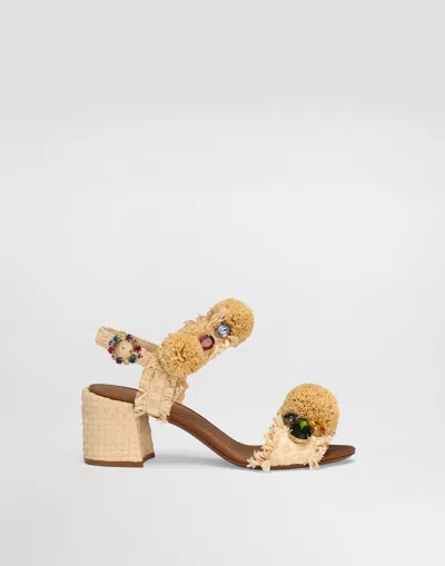 Dolce & Gabbana Embroidered Sandal With Fringes In Multicolor
