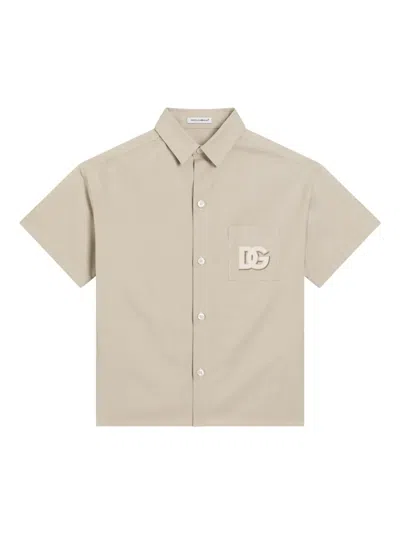 Dolce & Gabbana Kids' Embroidered Shirt In Neutrals