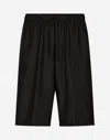 Dolce & Gabbana Black Linen Bermuda Shorts In Black