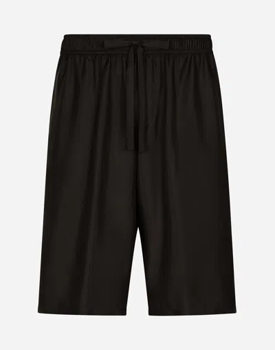 DOLCE & GABBANA EMBROIDERED SILK JOGGING SHORTS