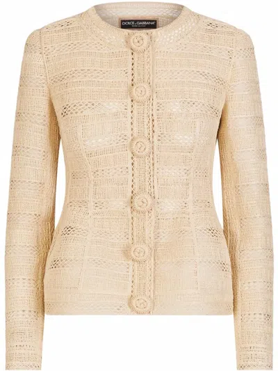 Dolce & Gabbana Embroidered Design Jacket In Neutrals