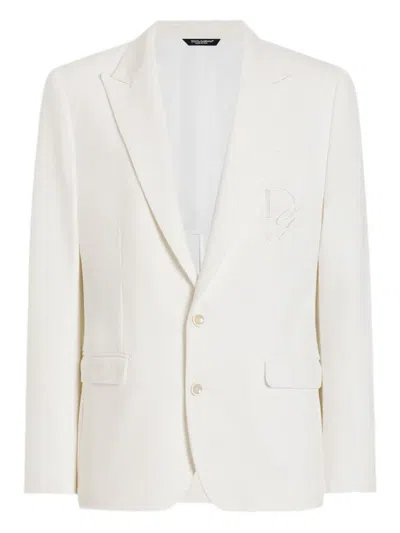 Dolce & Gabbana Embroidered Single-breasted Blazer In White