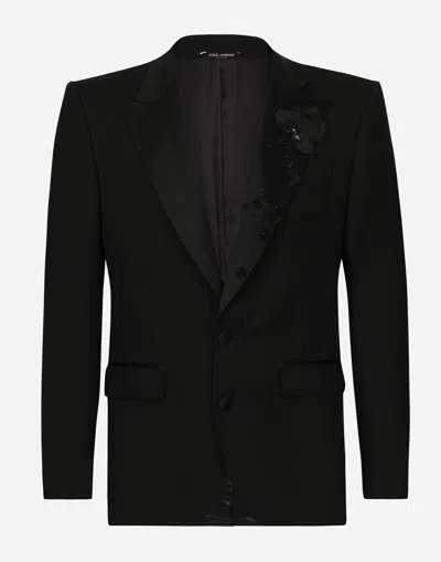 Dolce & Gabbana Embroidered Single-breasted Sicilia-fit Jacket In Black