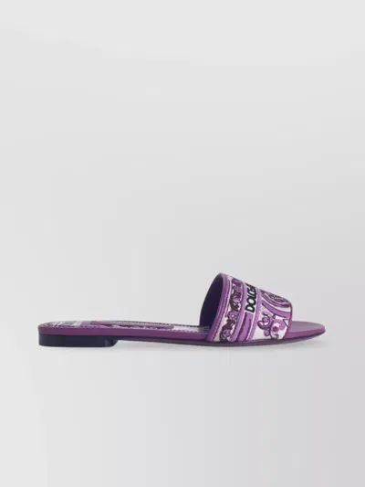 DOLCE & GABBANA EMBROIDERED SLIPPERS STRAP FLAT SOLE