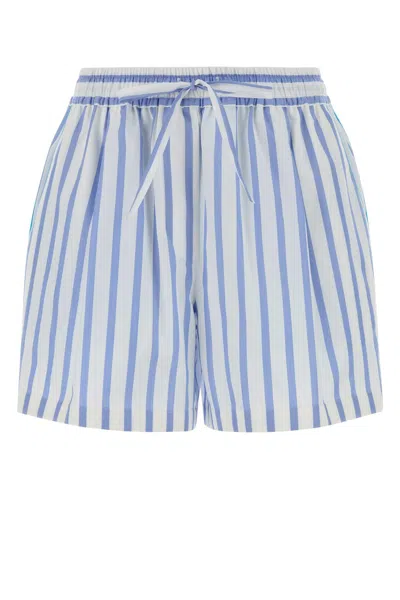 Dolce & Gabbana Embroidered Stretch Poplin Shorts In Blue