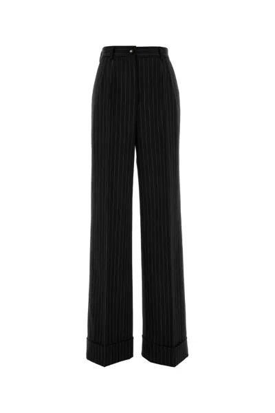 Dolce & Gabbana Women Embroidered Stretch Wool Pant In Black