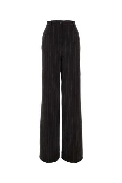 DOLCE & GABBANA EMBROIDERED STRETCH WOOL WIDE-LEG PANT