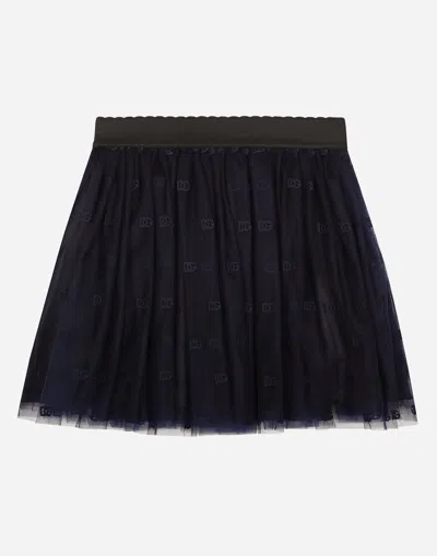 Dolce & Gabbana Embroidered Tulle Skirt In Blue