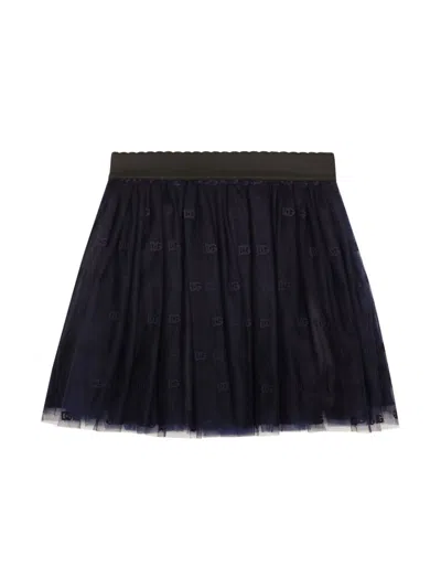 Dolce & Gabbana Kids' Embroidered Tulle Skirt In Multi