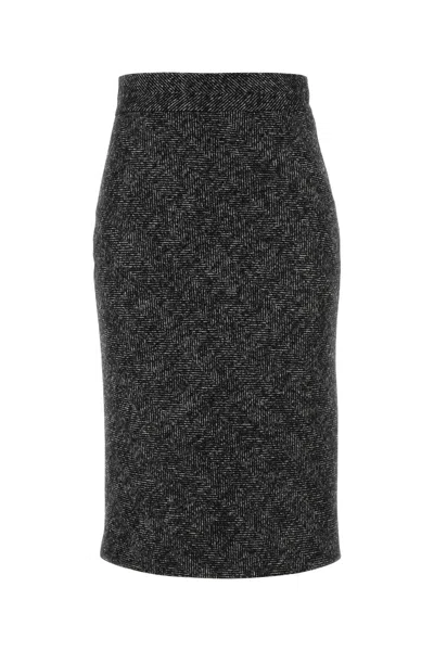 DOLCE & GABBANA EMBROIDERED WOOL BLEND SKIRT