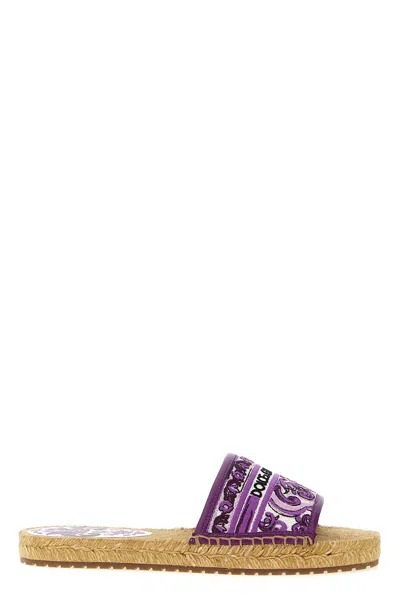 Dolce & Gabbana Embroidery Espadrilles In Purple