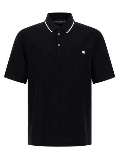 Dolce & Gabbana Cotton Pique Polo In Black