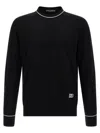 Dolce & Gabbana Logo Crew Neck Sweater With Contrasting Trims In Black