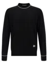 Dolce & Gabbana Logo Crew Neck Sweater With Contrasting Trims In Black