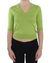 Dolce & Gabbana Green Wool V-neck Pullover Sweater Top