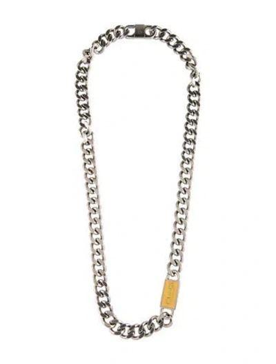 Pre-owned Dolce & Gabbana Enamel Cuban Chain Necklace, 19.5" In Yellow