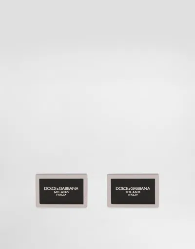 DOLCE & GABBANA ENAMELED CUFFLINKS WITH LOGO