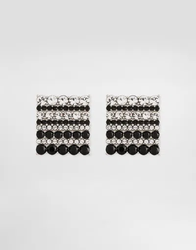Dolce & Gabbana Enameled Cufflinks With Logo In Silver