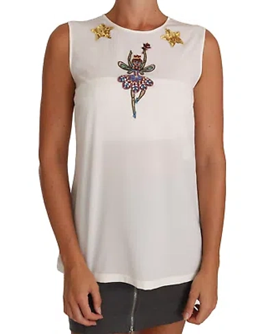 Pre-owned Dolce & Gabbana Enchanted Crystal-embellished Silk Blouse