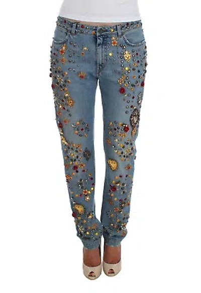Pre-owned Dolce & Gabbana Enchanted Sicily Crystal Heart Boyfriend Jeans
